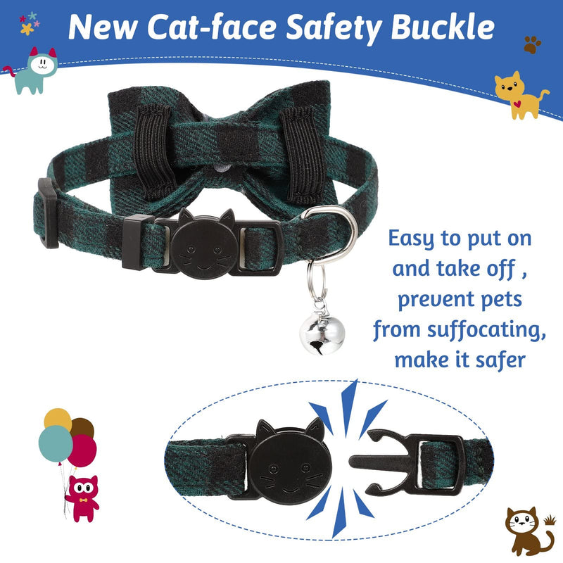 Yorgewd 3 Pack Cat Collar with Bell and Removable Bow Tie, Kitty Kitten Quick Release Safety Collars, Adjustable Collars for Kitten, Cats, Puppy, and Small Pets - PawsPlanet Australia