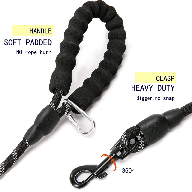 [Australia] - yipet 5 ft Dog Leash Comfortable Padded Handle Highly Reflective at Night Durable Heavy Duty for Medium Large Dogs Black 