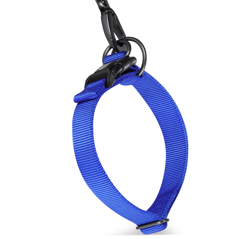 Traffic Nylon Classic Basic Dog Collar (2019 Quick Release Sturdy Buckle Without Snagging Hair - Pup Boy and Girl Dogs Walking and Training. (Small, Bright Blue) Small - PawsPlanet Australia