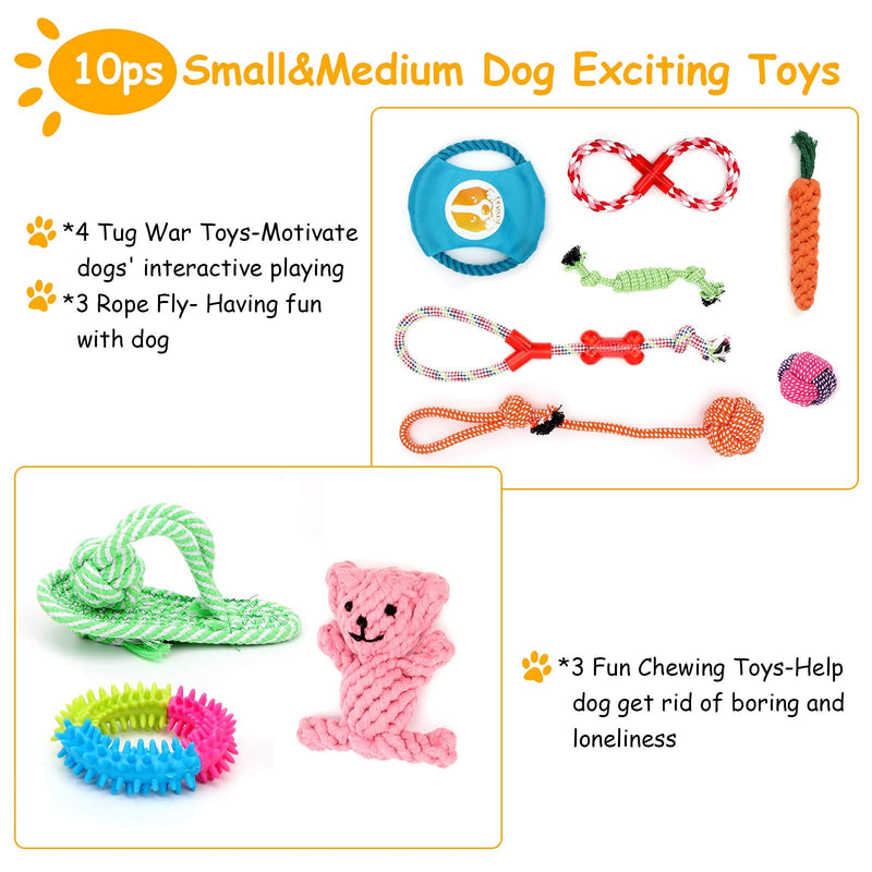 Puppy Rope Toy Pack for Aggressive Chewers, Small Dog Interactive Chew Toys for Teething Tug of War, Durable Pull Toys for Medium Dog 10pcs - PawsPlanet Australia