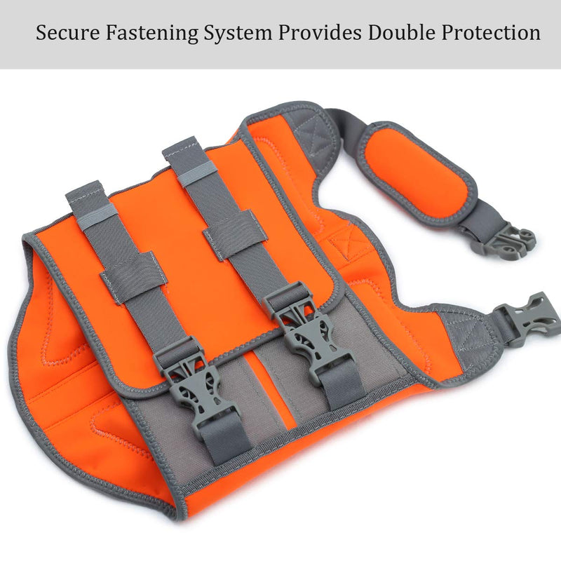 [Australia] - Vivaglory Dog Life Jackets, Premium Skin-Friendly Neoprene Dog Life Vest with Superior Buoyancy and Rescue Handle M: 19-23 inch (Ribcage Girth) Orange 