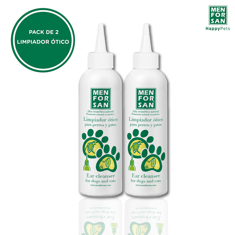 MENFORSAN Ear Cleaner for Dogs and Cats - 125ml Pack of 2 Natural Cleaner Alcohol Free Helps Prevent and Control Otitis in Pets Colorless - PawsPlanet Australia
