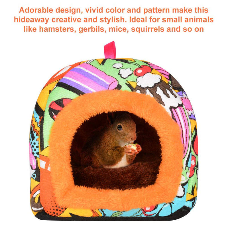 PETLOFT Small Animal Hideaway Bed, Warm Winter Bed Hut Hooded Cave Pet House Sleepers for Small Animals Hamster Gerbil Squirrel Guinea Pig Chinchilla with Removable Cushion - PawsPlanet Australia