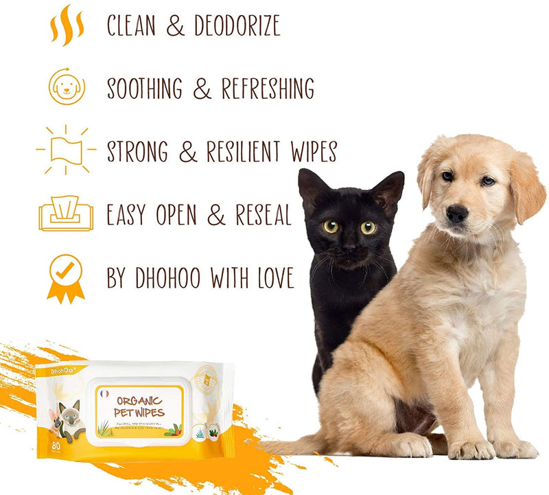 Dhohoo Pet Wipes 1920Pcs/Carton Pet Grooming Wipes for Dogs and Cats, Hypoallergenic, Fragrance-Free Cleaning Wipes for Paw, Ear and Bum (24 Pack/Carton),White - PawsPlanet Australia