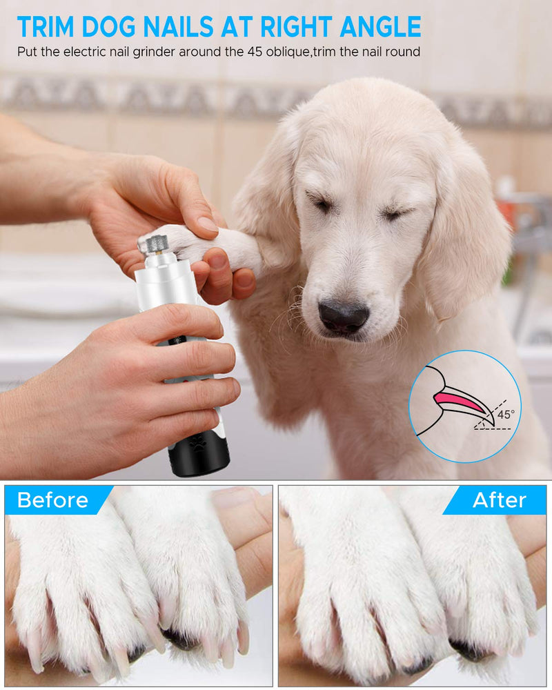 Dog Nail Grinder with LED, 3-Speed Professional Electric Pet Nail Trimmer Clippers, Ultra Quiet, Effective and Gentle Painless for S/M/L Dogs Cats Paws Grooming Trimming - PawsPlanet Australia