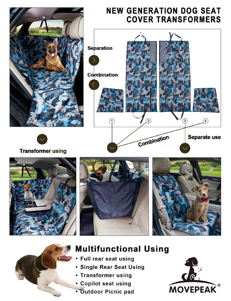 Hesheng Dog Car Seat Cover, with Rear Car Seat Cover for Dogs with Mesh Window and Side Flaps Dog Hammock,Dog Travel Hammock for all Cars (Camouflage) Camouflage - PawsPlanet Australia