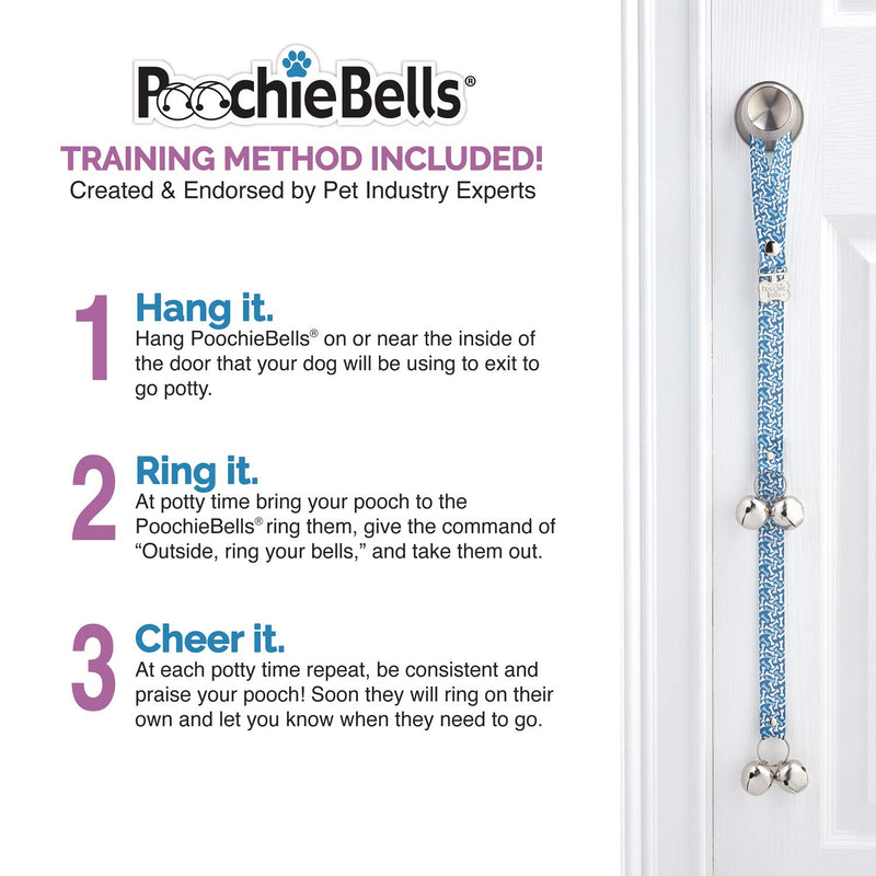 PoochieBells The Original Dog Potty Training Doorbell, Premium Cotton Webbing Collection Black - PawsPlanet Australia