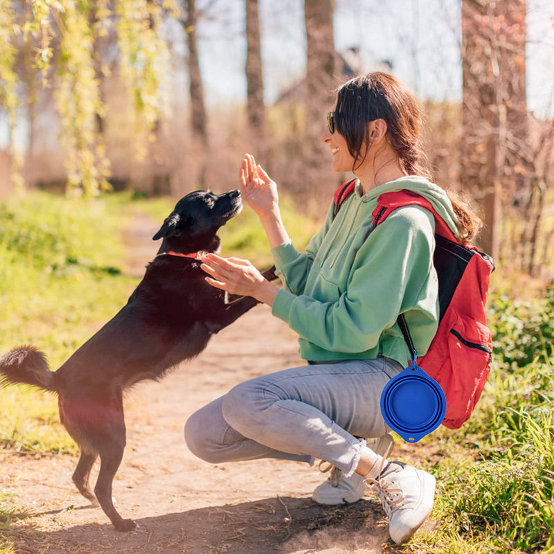 Collapsible Dog Bowl, 2 Pack Portable Travel Dog Bowls, 25oz Fodable Silicone Bowls for Dogs Cats, Depets Collapsible Pet Feeding Watering Dish with 2 Carabiners - PawsPlanet Australia