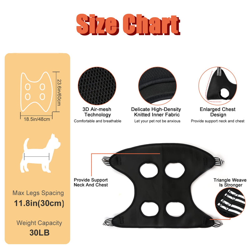 Dog Grooming Hammock Pet Nail Trimming Harness for Dogs Cats Pet Owner Grooming Breathable Helper for Small Pets Nail Trimming Washing Bathing (Black) Black - PawsPlanet Australia