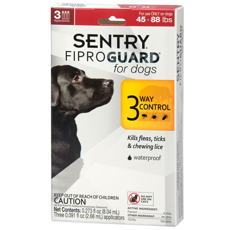 SENTRY PET CARE Fiproguard for Dogs, Flea and Tick Prevention for Dogs (45-88 Pounds), Includes 3 Month Supply of Topical Flea Treatments - PawsPlanet Australia