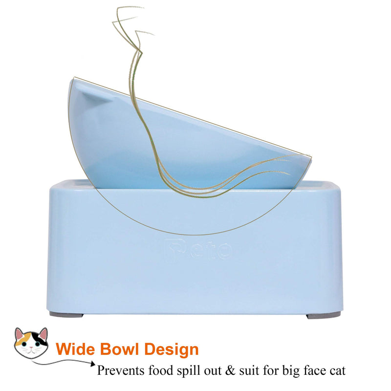 [Australia] - UPSKY Peto Cat Dog Bowl Raised Cat Food Water Bowl with Detachable Elevated Stand Pet Feeder Bowl No-Spill, 0-30°Adjustable Tilted Pet Bowl Stress-Free Suit for Cat Dog (White) Blue 