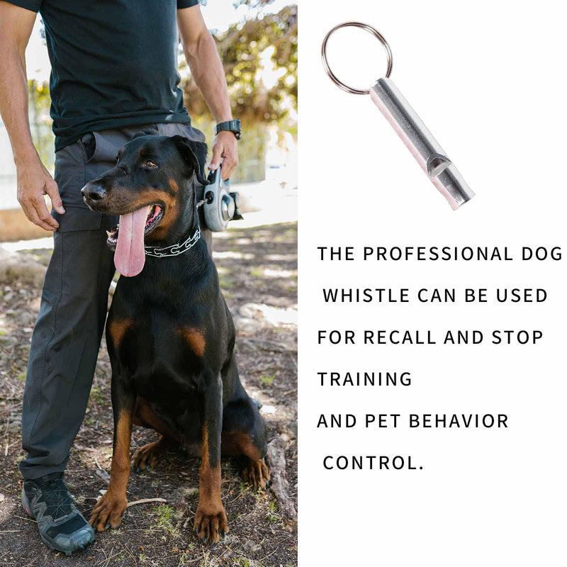 NA Professional training dog whistle stainless steel dog whistle high pitched ultrasonic copper dog training whistle for recall pet behaviour control dog barking deterrent (2 pieces, silver) - PawsPlanet Australia