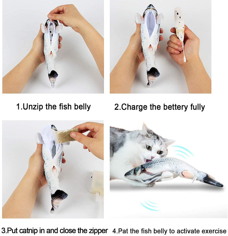 Cat Toy Simulation Fish,Electric Fish,Cat Toy With Catnip,USB Charging Toy Fish,Cat Toys Perfect For Indoor Cats Interactive,Biting,Chew and Kicking - PawsPlanet Australia