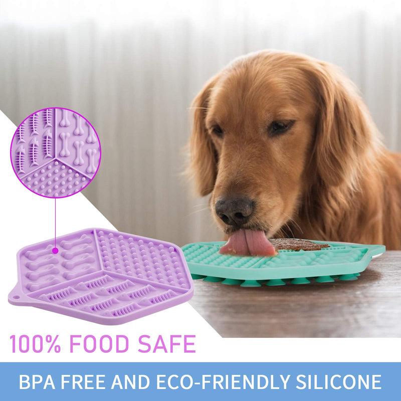 Feeding Mat for Dog,Dog Bath Distraction Device,Dog Anxiety Relief,Alternative to Slow Feeder Dog Bowls,Snuffle Mat for Dogs, and Dog Puzzle Toys,Perfect for Food,Treats,Yogurt,or Peanut Butter Green&Purple - PawsPlanet Australia