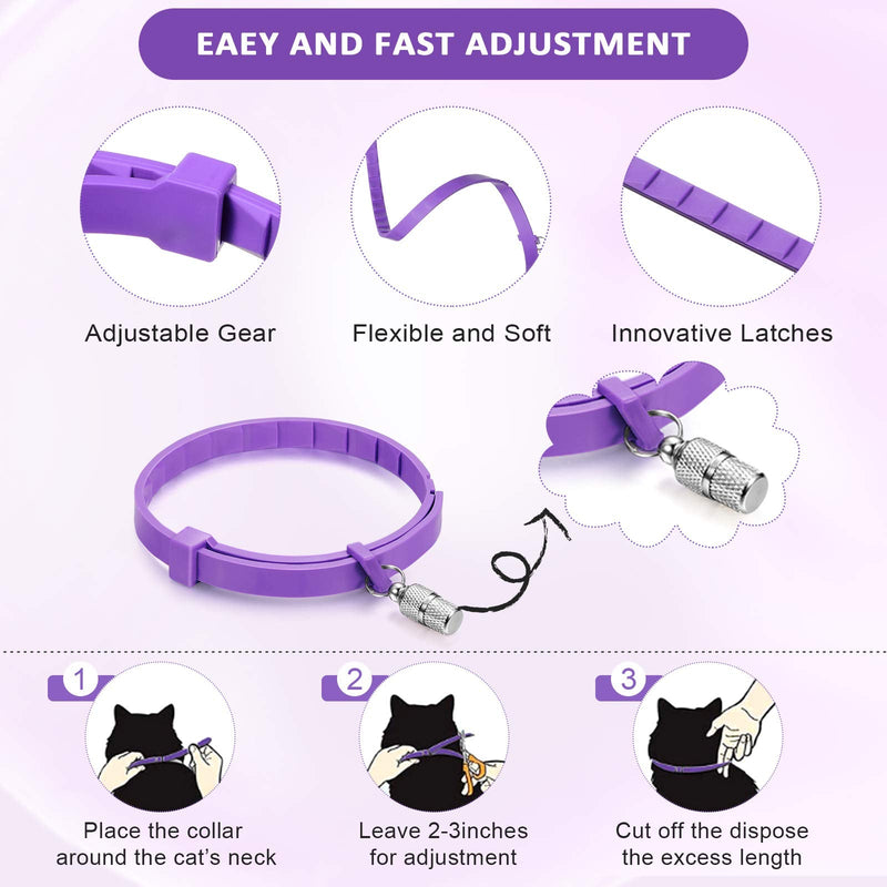 Weewooday 5 Set Calming Collar for Cats Adjustable Waterproof Cat Calming Collars Reduce Anxiety Stress Cat Collars with 5 Pet ID Pendants (Purple) - PawsPlanet Australia