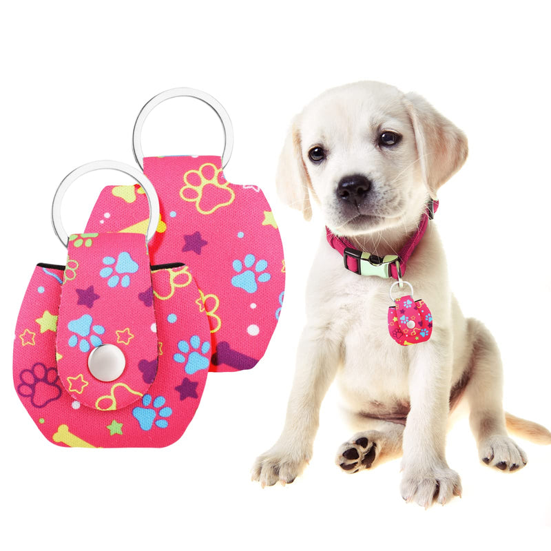 Pack of 2 dog tag bags with snap fastener, dog tag military dog ID silencer ring dog silencer delivered the dog tags address tag for dogs cats ID tag dog tag animal tag, rose red bone paw pink - PawsPlanet Australia