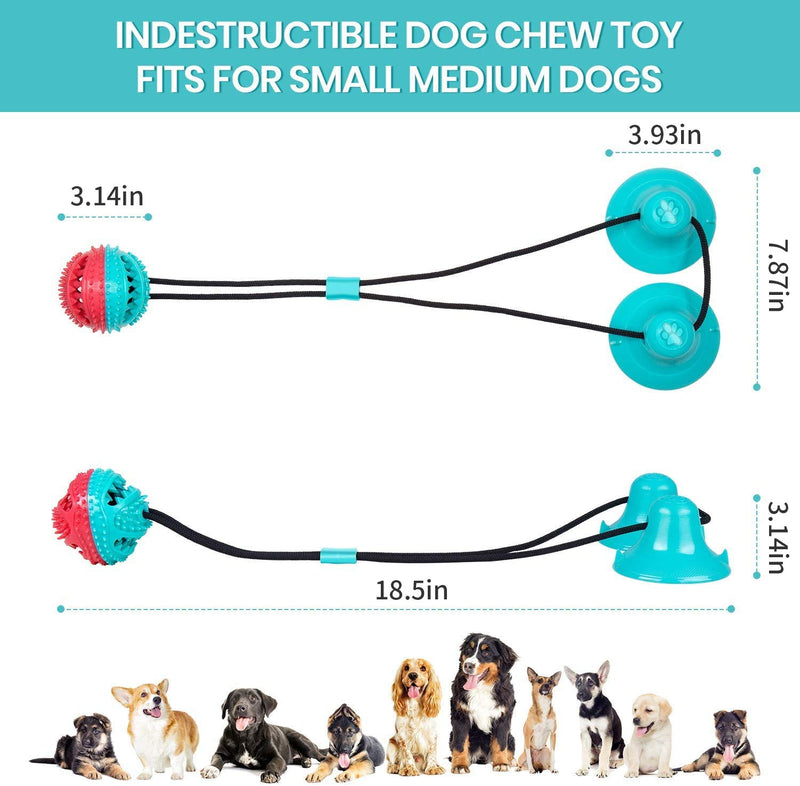 Richkasun Dog Chew Toys with Double Suction Cup Tug of War Toy with Bell Multifunctional Interactive Dog Tug of War Toy Teeth Cleaning and Food Dispensing - PawsPlanet Australia