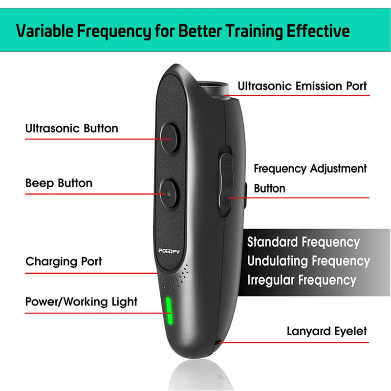 [Australia] - POIIOPY Anti Bark Device for Dog Variable Frequency Ultrasonic Dog Bark Deterrent Rechargeable 2 in 1 Dog Barking Control Device Handheld Dog Training Tool Barking Behavior Trainer 16.4 Ft Range Safe 