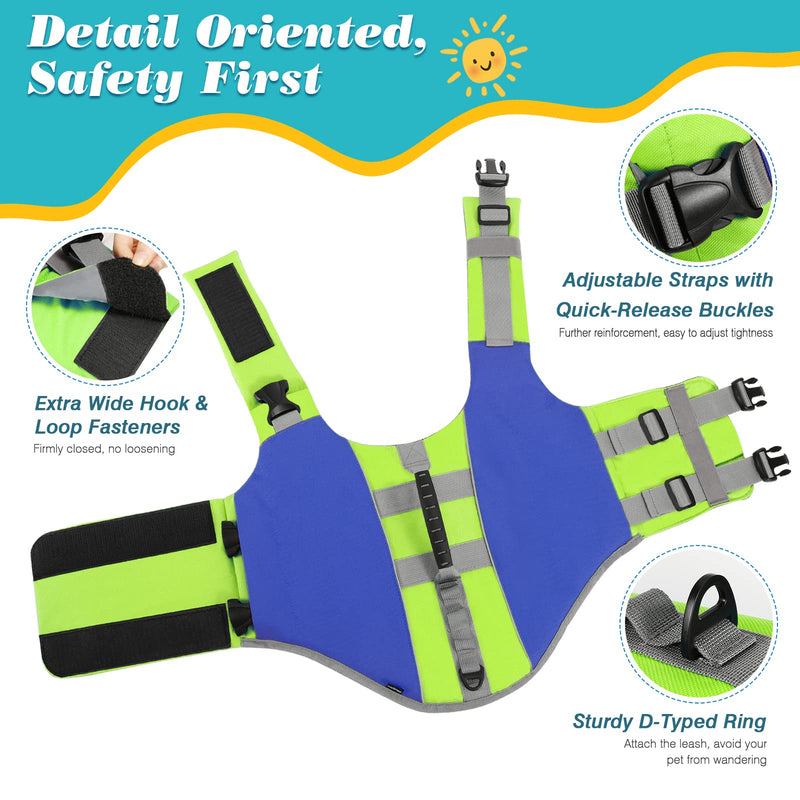 VavoPaw Dog Life Jacket, Dog Life Vest Jackets with High Buoyancy Rescue Handle Adjustable Ripstop Safety Vest Float Lifesaver Vest for Swimming Boating Dogs, Small Size, Dark Blue - PawsPlanet Australia