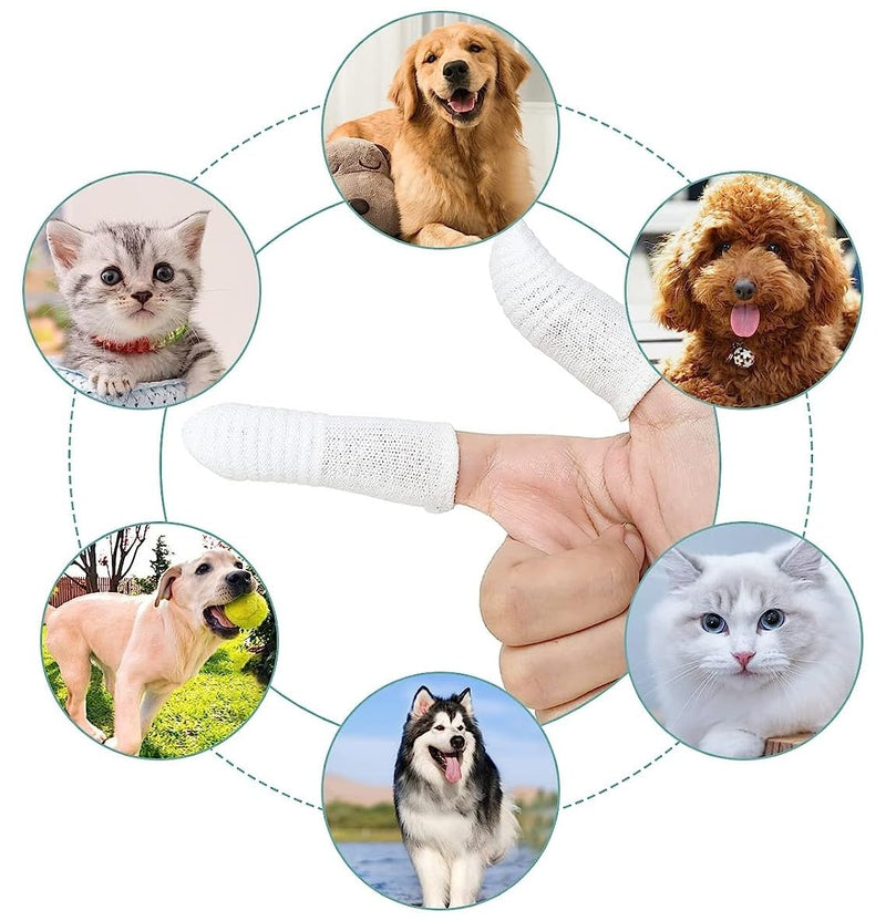 KOMUNJ Pack of 8 Dog Toothbrush Fingerling Reusable Pet Finger Toothbrush, 360º Nylon Pet Tooth Finger Brush for Dogs Cat Toothbrushes (White) - PawsPlanet Australia