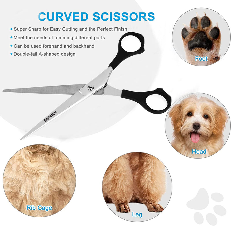 Pet Dog Grooming Trimmer Scissors Curved Hair Paw Scissors Round Tip Safety Scissors Stainless Steel for Dogs Cats (6.5 Inch) - PawsPlanet Australia