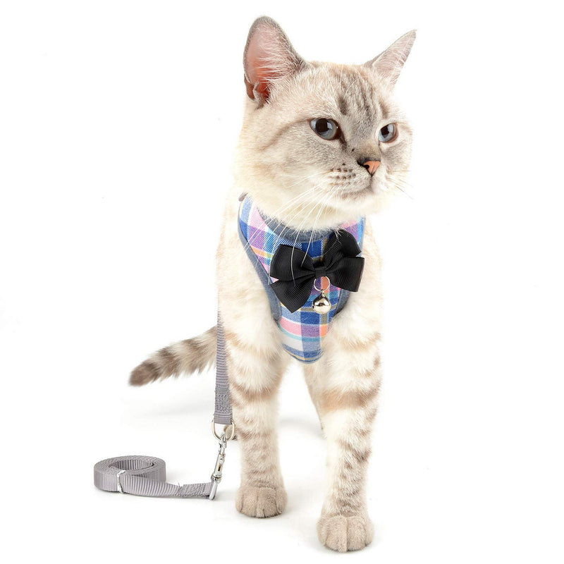 [Australia] - SELMAI Escape Proof Cat Harness with Leash for Small Dogs Plaid Pattern Soft Mesh Vest Harness for Walking Training Leads No Pull for Puppy Chihuahua Dachshund Hiking Jogging Outdoor S:Bust:23-42cm/9-16.5",for 2.2-6.6Lbs Pink Plaid 