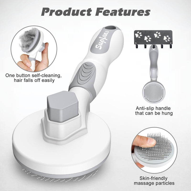 Comotech 4PCS Cat Grooming Kit | Cat Brush with Release Button | Cat Nail Clipper with Nail File | Dog&Cat Hair/Grooming/Massage/Bath Brush for Long or Short Haired Cats&Dogs - Premium Cat Supplies - PawsPlanet Australia