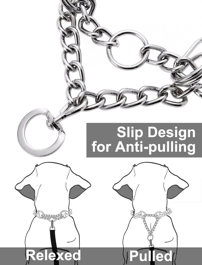 [Australia] - Mayerzon Dog Prong Collar, Classic Stainless Steel Choke Pinch Dog Chain Collar with Comfort Tips, 5 M-19.7" Silver 