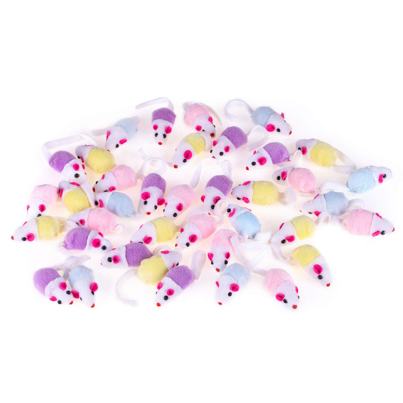 CHIWAVA 36PCS 4.5" Small Rattle Cat Toys Mice Cute Double Color Mouse Kitten Interactive Play Assorted Color - PawsPlanet Australia