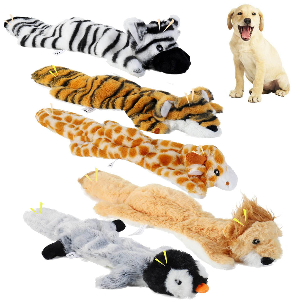 PETTOM Dog Toy Set, Dog Plush Squeaky Dog Toy with Crinkle Paper, Cuddly Toys for Dogs, Plush Dog Toy No Filling for Puppies Small Medium Dogs (5 Pieces) - PawsPlanet Australia
