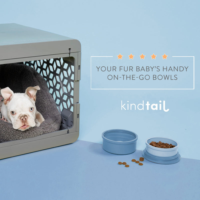 KindTail - Kind Bowls, Travel Dog Bowls, Portable Pet Bowls, Microwave and Dishwasher-Safe Dog Bowl with Lid and Handle, Inner Bowl with 10oz Capacity and Outer Bowl with 20oz Capacity, Light Blue - PawsPlanet Australia