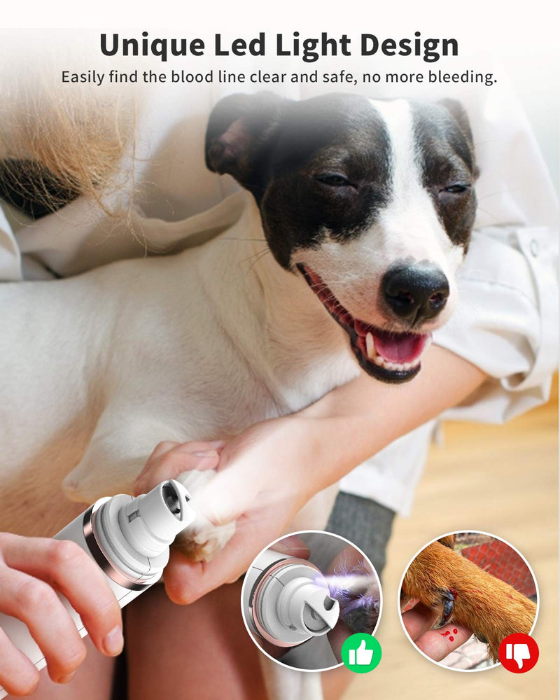 Petural Dog Nail Grinder with LED Light, 2021 Upgraded Powerful 3-Speed Electric Pet Nail Trimmer Painless Paw Smoothing, Grooming, Trimming Tool for Small Medium Large Dogs & Cats - PawsPlanet Australia