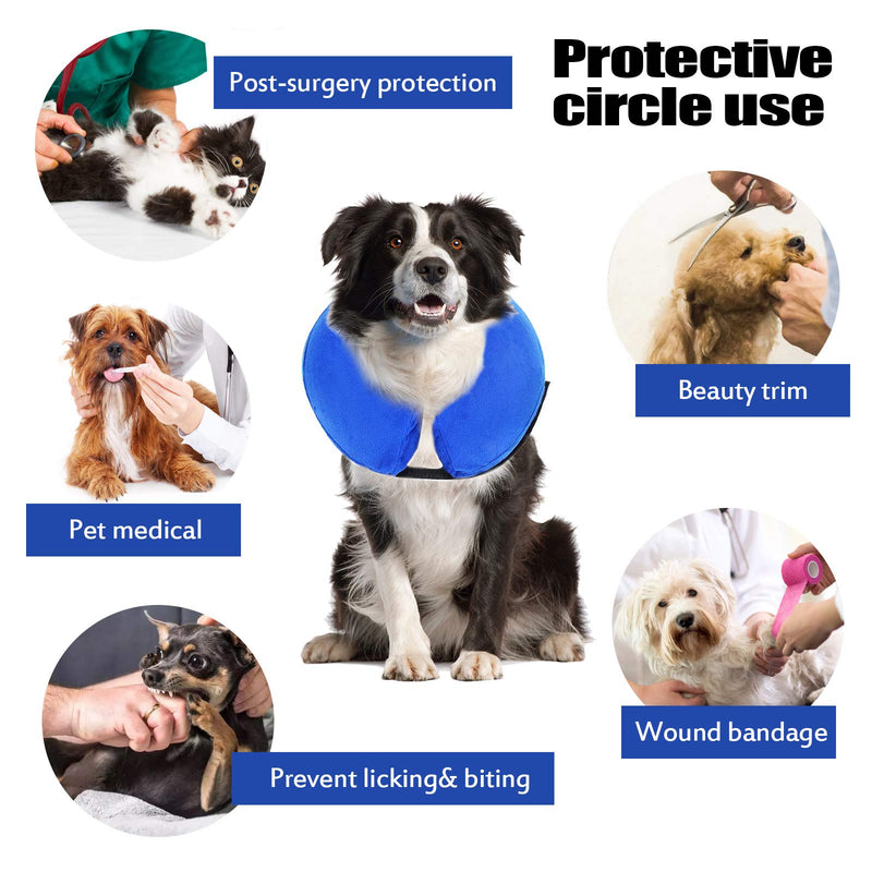 Barley Ears Inflatable Pet Protection Cover Collar for Small Dogs and Cats in Post Surgery Recovery, Prevent Dogs from Biting & Scratching, Soft Material, Adjustable Buckle, Blue（L） blue-L - PawsPlanet Australia