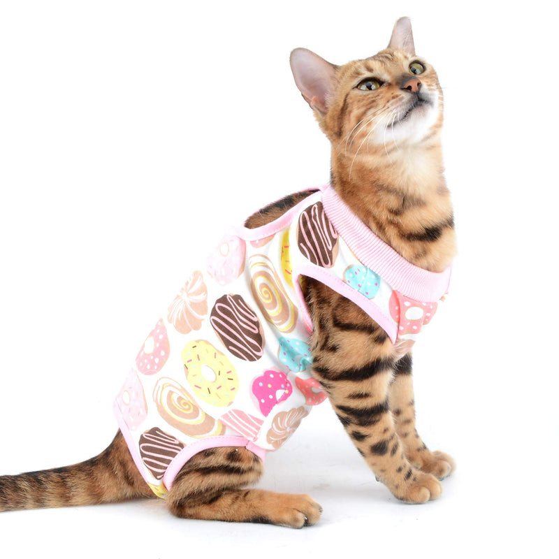 SELMAI Medical Pet Shirt Cat Bodysuit for Dogs After Surgery Dog Castration Soft Cotton E-Collar Alternative for Pets Nursing Clothing Wound Protection Prevent Licking Skin Diseases Pink S Donut - PawsPlanet Australia