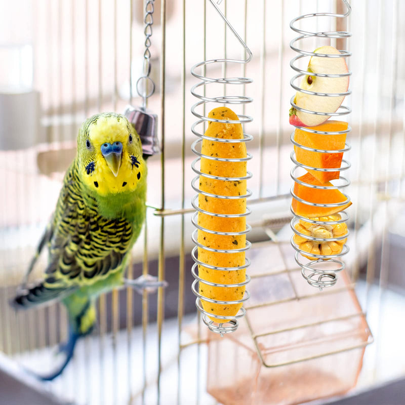 Bubuyun 2PCS Hanging Parrot Feeder Bird Fruit Holder Skewer Hanging Parrot Feeder Stainless Steel Bird Skewer for Parrot Bird(15.5×4.4cm) - PawsPlanet Australia