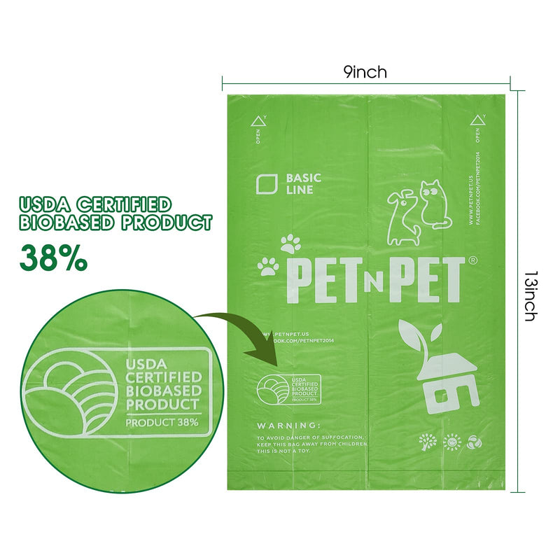 PET N PET Dog Poop Bag USDA Certified 38% Biobased Poop Bags 270/540/1080 Counts Doggie Poop Bags 9x13 Inches Dog Bags for Poop 270 Bags,15 Refill Rolls Green - PawsPlanet Australia