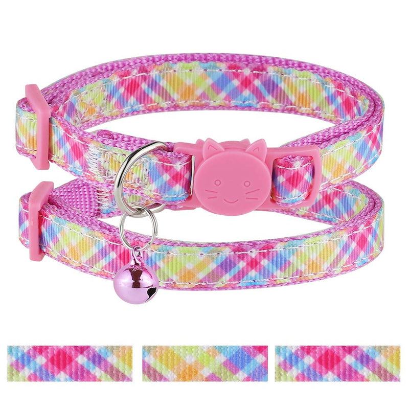 Powboro Cat Collar Set of 2 PCS, Safety Adjustable Cat Collar with Personalization Options, Gift Accessory for Small Medium Dogs Cats (Pink-green-blue) Pink-green-blue - PawsPlanet Australia