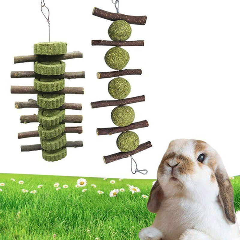 Bunny Chew Toys for Teeth, 100% Natural Organic Apple Sticks for Chewing Playing Improve Dental Health, Small Animal Molar Toy for Rabbits, Chinchillas, Guinea Pigs, Hamsters, Totoro and Rodent 2 Grass - PawsPlanet Australia
