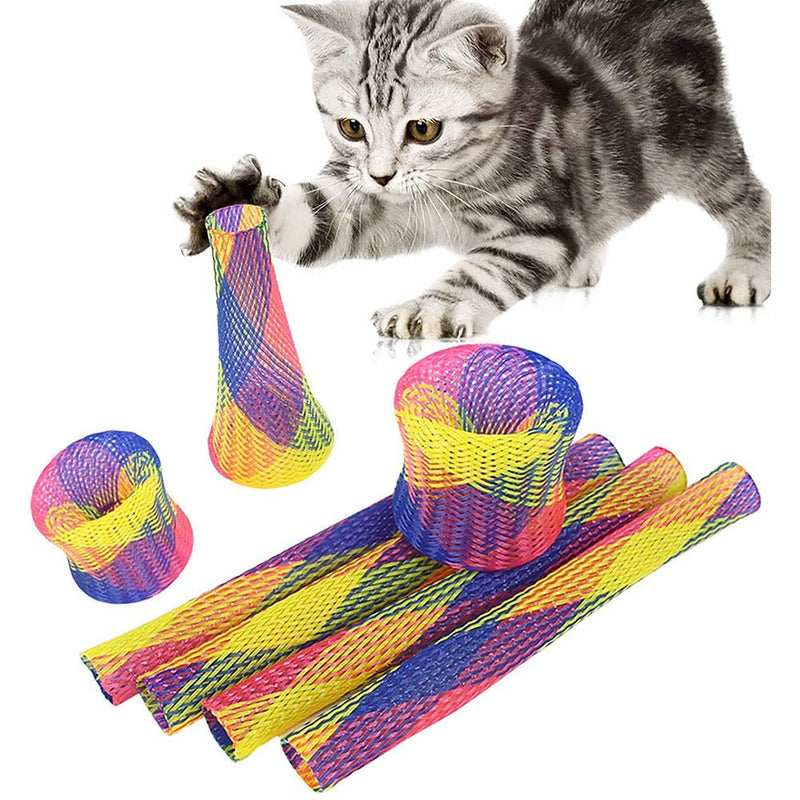Lepidi 20 Pieces Pet Springs Cat Toy, Colorful Cat Spring Toy, Cat Spring Shape Toys, Folding Colorful Flexible Nylon Multi-Color Cat Bouncing Toy for Cat Kitten Pets (Random Color) - PawsPlanet Australia