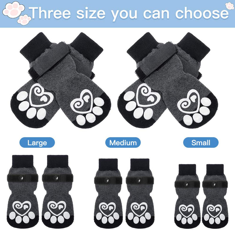 KOOLTAIL Double Side Anti-Slip Dog Socks - 2 Pairs Dog Paw Protector Traction Control Socks on Hardwood Floor Dog Boots Adjustable Dog Socks for Pet Indoor & Outdoor Walking Large - PawsPlanet Australia