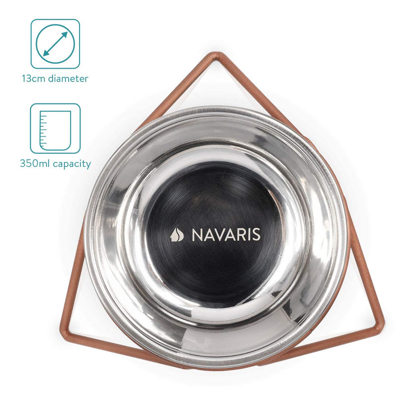 Navaris Stainless Steel Pet Bowls - Set of 2 Small Drinking and Feeding Dishes (350ml Each) for Dogs and Cats with Copper Finish Stands - 63mm Tall 2x S - PawsPlanet Australia