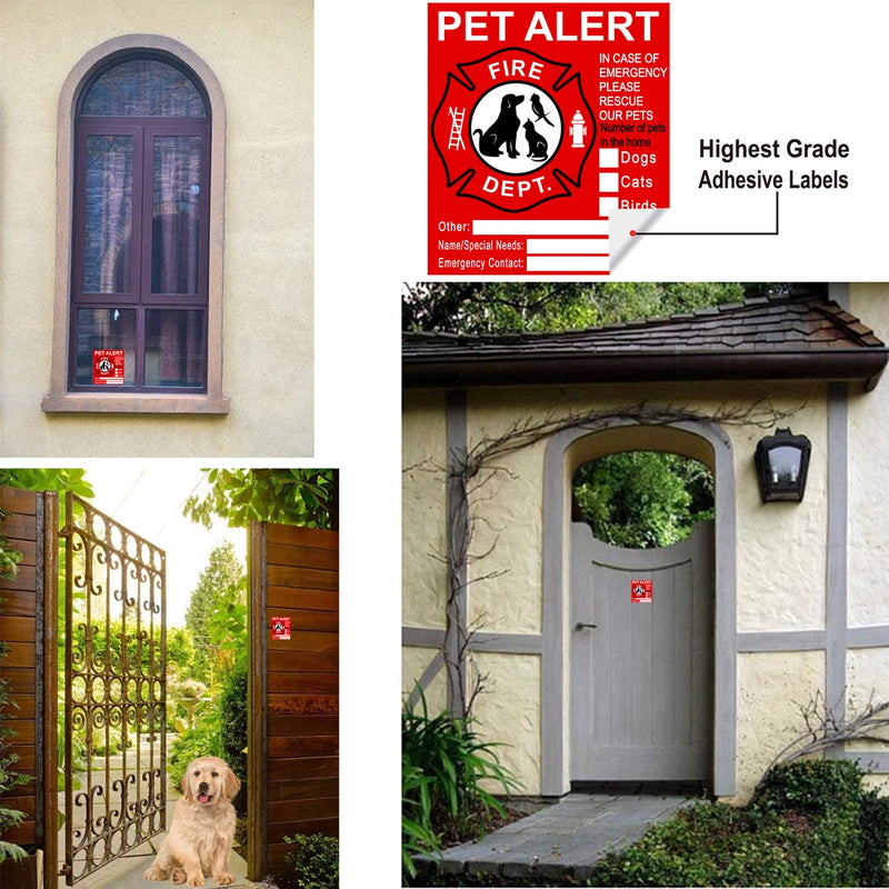 [Australia] - Pet Inside Sticker - 8 Pack Pet Alert Safety Fire Rescue Sticker Decal-Save Our Cat/Dog Pets In a Fire Emergency, Firefighters will See Alert on The Window, Door, or House and Rescue Our Family. 