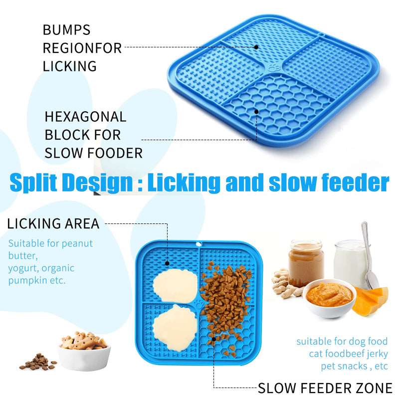 Licking Mat Slow Feeder for Dogs and Cats, Premium Lick Pad with Suction Cups for Dog Anxiety Relief, Slow Feeder Dog Bowls, Bathing, Grooming and Training (Blue) Blue - PawsPlanet Australia