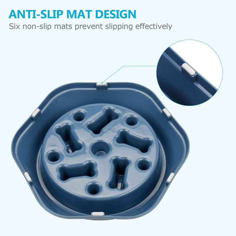 UPSKY Slow Feeder Dog Bowl Anti-Chocking Dog Feeder Bone Pattern Interactive Dog Food Bowl Non-Slide Healthy Design Dog Lick Bowl for Medium Small Dogs blue - PawsPlanet Australia