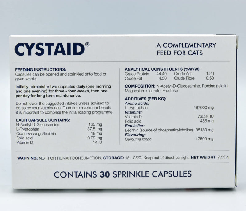 Petstoreo Cystaid for Cats - 30 Sprinkle Capsules - With Calming Wipe - PawsPlanet Australia