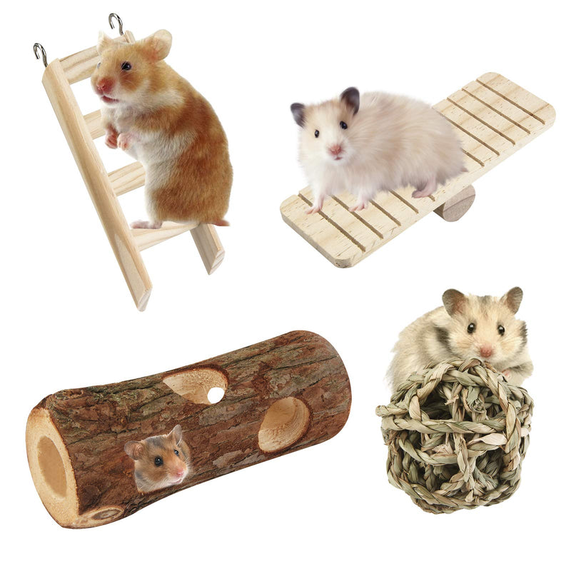 lenpestia Hamster Chew Toys Rabbit Guinea Pig Toy Natural Wooden Small Animal Activity and Teeth Cleaning Care Molar Accessories for Bunny Parrot Chinchilla Gerbil Rat 6 PCS - PawsPlanet Australia