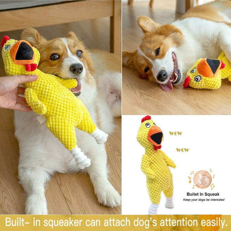 GingerUP Dog Toy Squeaky Plush Toys with Tug Rope Knots, Hunting Fetching Dog Chew Toy for Small Medium Dogs (Yellow) Yellow - PawsPlanet Australia