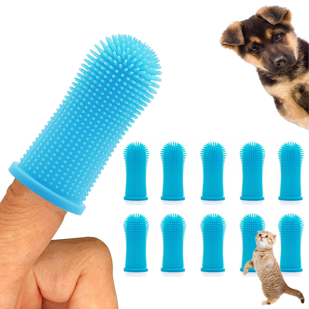 10Pcs Toothbrush Dog, 360º Dog Finger Toothbrush, Silicone Pets Teeth Cleaning Toothbrush Kit for Dogs, Puppies, Cats & Small Pets Dental Care - PawsPlanet Australia