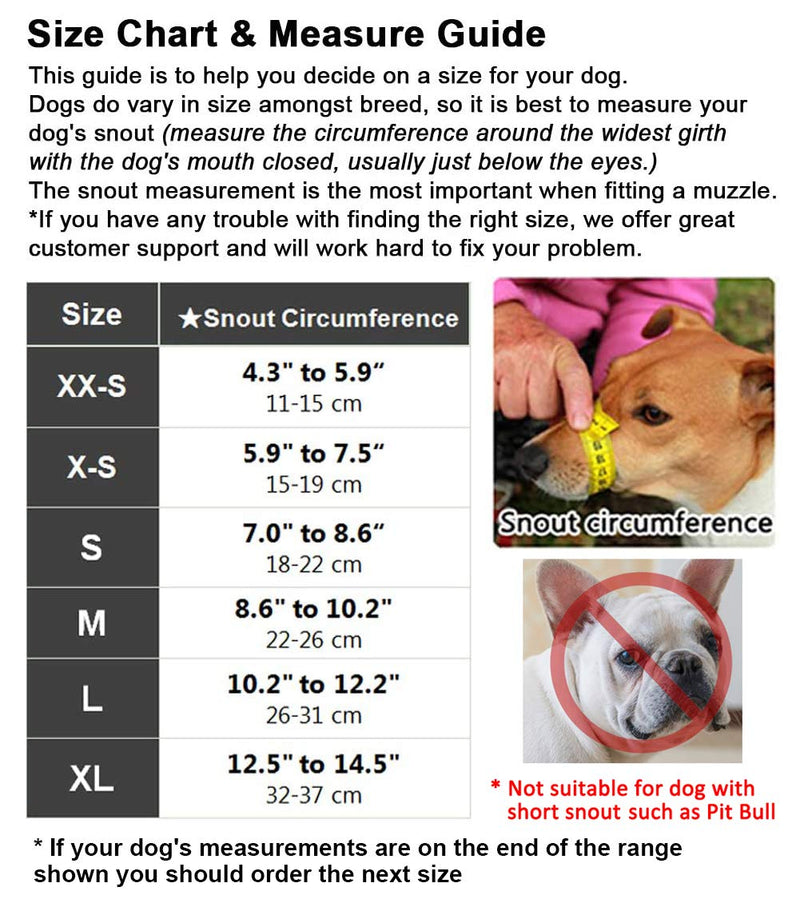 [Australia] - LUCKYPAW Dog Muzzle for Small Medium Large Dogs to Stop Barking Biting and Chewing, Air Mesh Breathable and Comfortable Fit XS Grey 