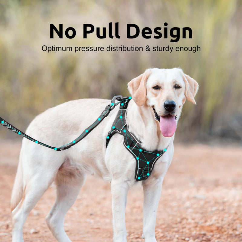 DOGNESS Reflective Dog Harness No Pull Waterproof Dog Vest Harness Adjustable Easy Walk Pet Vest Harness for Small Medium Large Dogs XS/S(Neck:8.7-12'', Chest:12.6-18.9") Black - PawsPlanet Australia